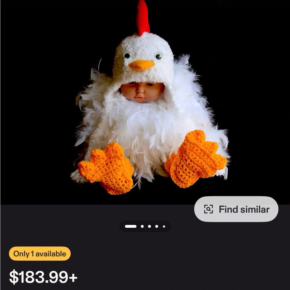Adorable Chicken Crochet Costume with Orange Details